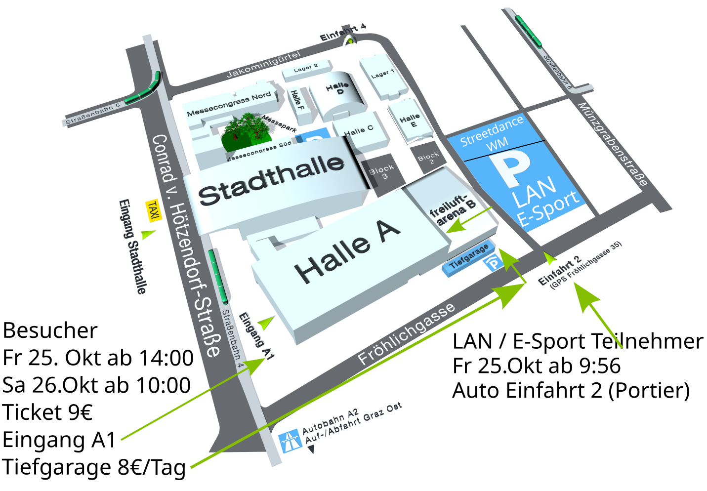 Messe Graz - Anfahrts u. Lageplan